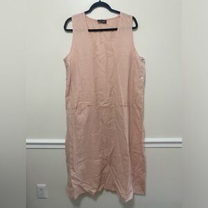 Eva Tralala Shift Dress 100% Linen Sleeveless Made in France Sz L Pink Lagenlook
